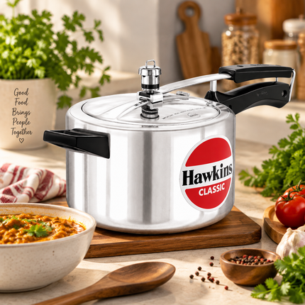 Hawkins Classic Aluminium Pressure Cooker 1.5L to 10L Silver Cooker with Pressure Regulator