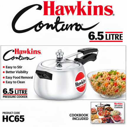 Hawkins Contura Aluminium Pressure Cooker 2L 3L 4L 5L Silver Cooker Gas Electric Stove