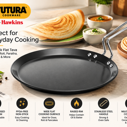 Hawkins Futura Hard Anodised Flat Tava 22cm 26cm Aluminium Griddle Dosa