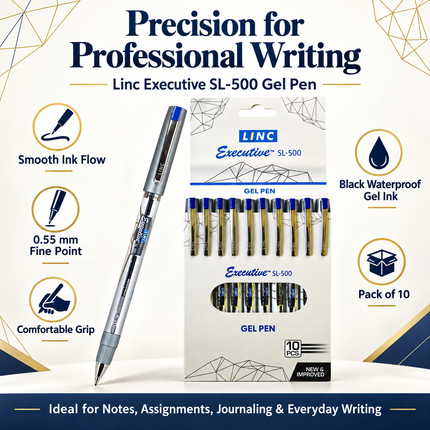 Linc Executive SL-500 or Shine Sparkle Gel Pens Pack of 10 Fine Point Writing Pens