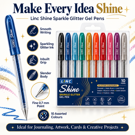 Linc Executive SL-500 or Shine Sparkle Gel Pens Pack of 10 Fine Point Writing Pens