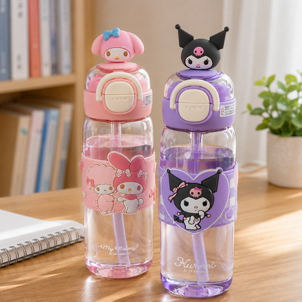 Character Design Dual-Drink Water Bottle with Carry Handle – 630ml & 700ml