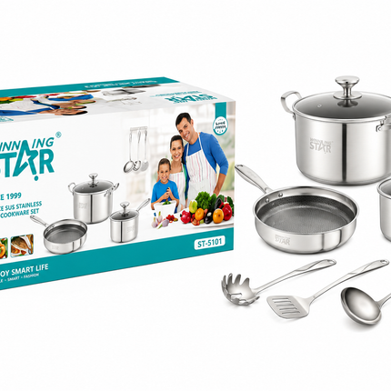 Winning Star Stainless Steel Cookware Set Pots Pans + Lids  6, 8 , 10 Pcs Everyday Cooking