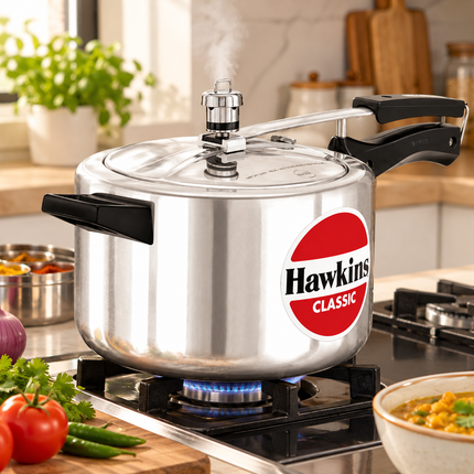 Hawkins Classic Aluminium Pressure Cooker 1.5L to 10L Silver Cooker with Pressure Regulator