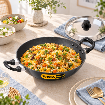 Hawkins Futura Non Stick Deep Fry Pan 2.5L 4L Hard Anodised Aluminium Pan + Lid