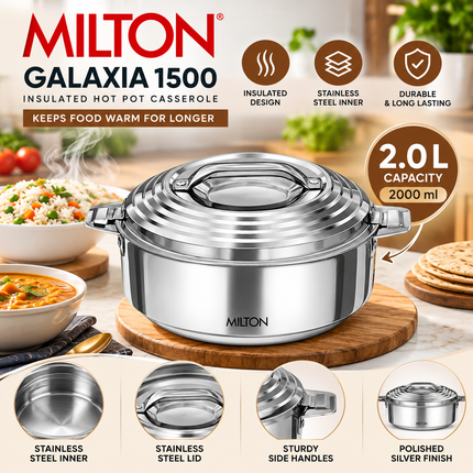 Milton Galaxia Insulated Stainless Steel Casserole 1.2L 2L 2.5L Lid