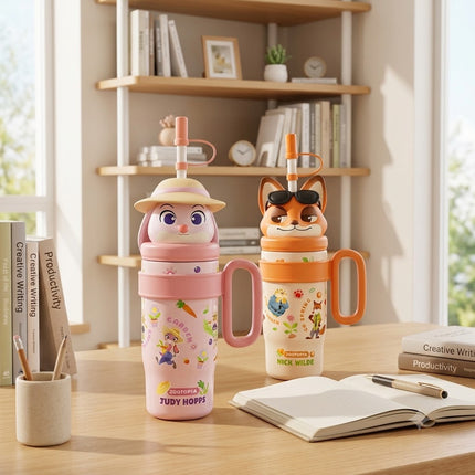 Character Design 500ml Insulated Bottle | Judy Hopps Mickey Minnie Stitch Travel Bottle