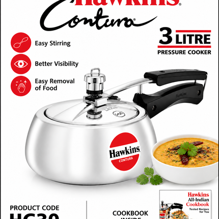 Hawkins Contura Aluminium Pressure Cooker 2L 3L 4L 5L Silver Cooker Gas Electric Stove