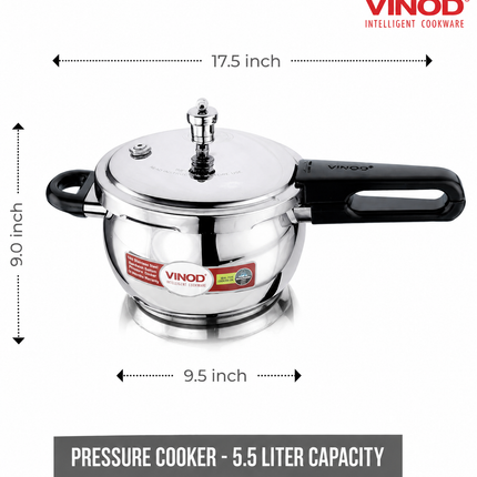 VINOD Stainless Steel Handi Pressure Cooker  Glass Lid 1.5L 2.5L 3.5L 5.5L GAS Induction Compatible