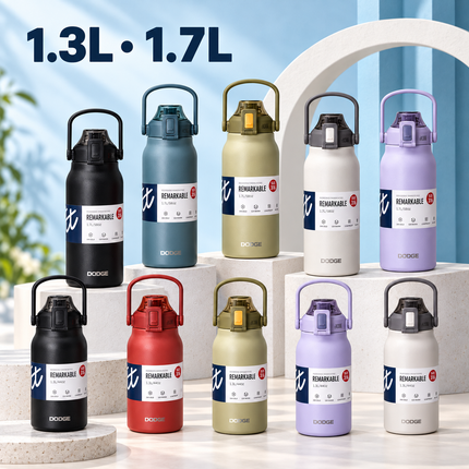 Dodge Stainless Steel Vacuum Flask 1.3L 1.7L Hot Cold Travel Bottle Tea Coffee Water