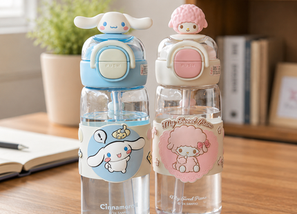 Sanrio-style / Character Design Plastic Sports Water Bottles Collection | Dual-Drink Plastic Water Bottle 630ml, Dual-Drink Plastic Water Bottle 700ml | Models CH-2625, CH-9075 | Sports Water Bottle |