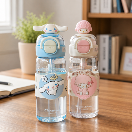 Character Design Dual-Drink Water Bottle with Carry Handle – 630ml & 700ml