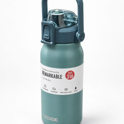 Dodge Stainless Steel Vacuum Flask 1.3L 1.7L Hot Cold Travel Bottle Tea Coffee Water