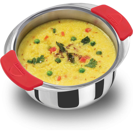 Hawkins Tri Ply Stainless Steel Cook and Serve Handi 1.5L 2L 2.5L with Silicone Grip