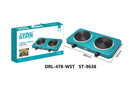 Winning Star Hot Plates Collection | Hot Plate 15.5cm 1000W EU Plug Silver 2 burners, 15.5cm + 15.5cm, Hot Plate 15.5cm 1000W UK Plug Silver 2 burners, 15.5cm + 15.5cm, Single Burner Hot Plate 15.5cm burner 1000W EU Plug Silver, Single Burner Hot...