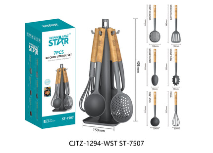Winning Star Kitchen Utensil Sets Collection | 7-in-1 Nylon Kitchen Utensil Set 33.5 5g, 7-in-1 Silicone Kitchen Utensil Set 28.5 130g | Models ST-7508, ST-7507 | Cooking Utensils | Silicone Utensils | Nylon Utensils | Spatula Set