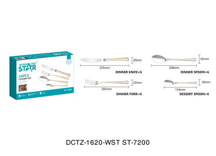 Winning Star Cutlery Sets Collection | 24-in-1 Cutlery Set 15.4 70g | Models ST-7200 | Flatware Set | Spoon Fork Knife | Dinner Cutlery | Tableware