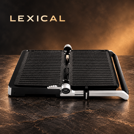 LEXICAL LSM-2575 contact grill on a premium charcoal stone and bronze background