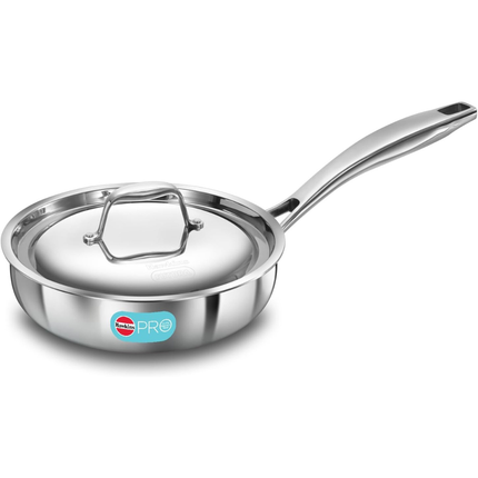 Hawkins Pro Tri Ply Stainless Steel Cookware Fry Pan and Kadhai Lid Induction Gas Oven Safe