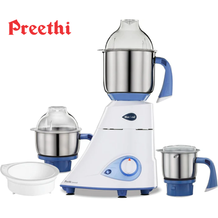 Preethi MG 214 Indian Mixer Grinder 750W â€“ 3 Stainless Steel Jars, Shockâ€‘Proof ABS Body, Fine Dry & Wet Grinding, Indian Plug + International Converter