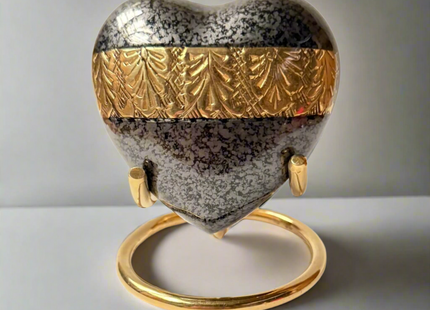 Royal Rapture Urn for Ashes Funeral Memorial Cremation Keepsake Love Urns Decorative Brass Heart with Stand 3" (RHM03)
