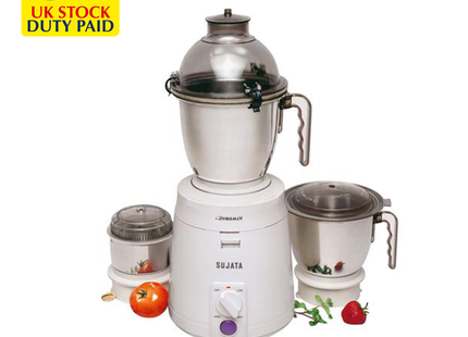 Sujata Dynamix 900W Indian Mixer Grinder | 3 Jars | Heavy-Duty Indian Mixie for Dosa, Chutney & Masala Indian Plug + International Converter